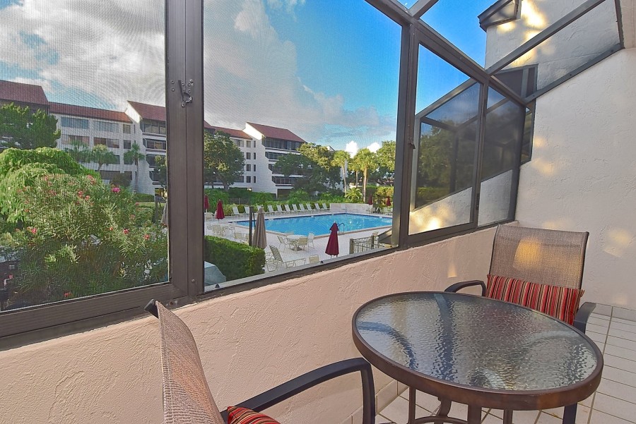 Lanai with view of the pool