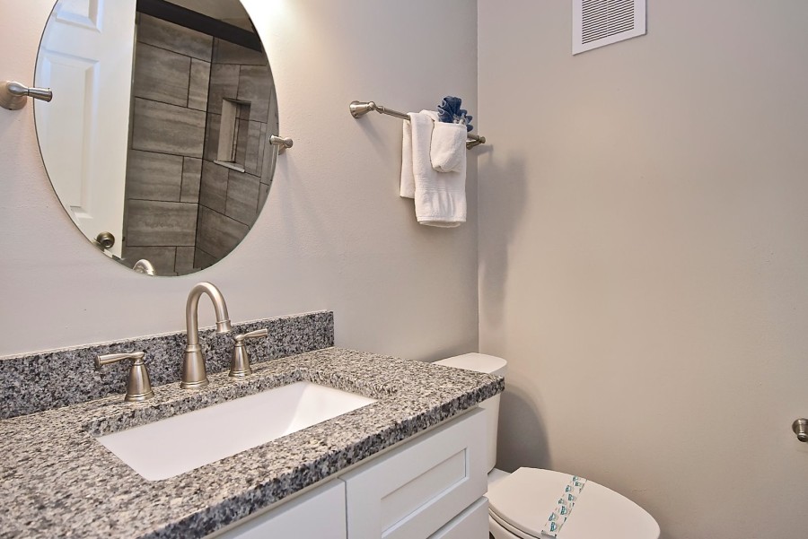 Upgraded ensuite guest bath with shower